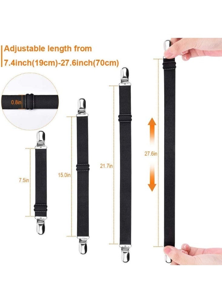 CLENEA Elastic Bed Sheet Clips Keep Bedsheets in Place, Corner Bands Suspenders for Flat Or Fitted Sheets - Mattress Sheets Grippers Holders Straps Fits from Twin- Garters Fasteners Clamps 4 Pcs - Image 4